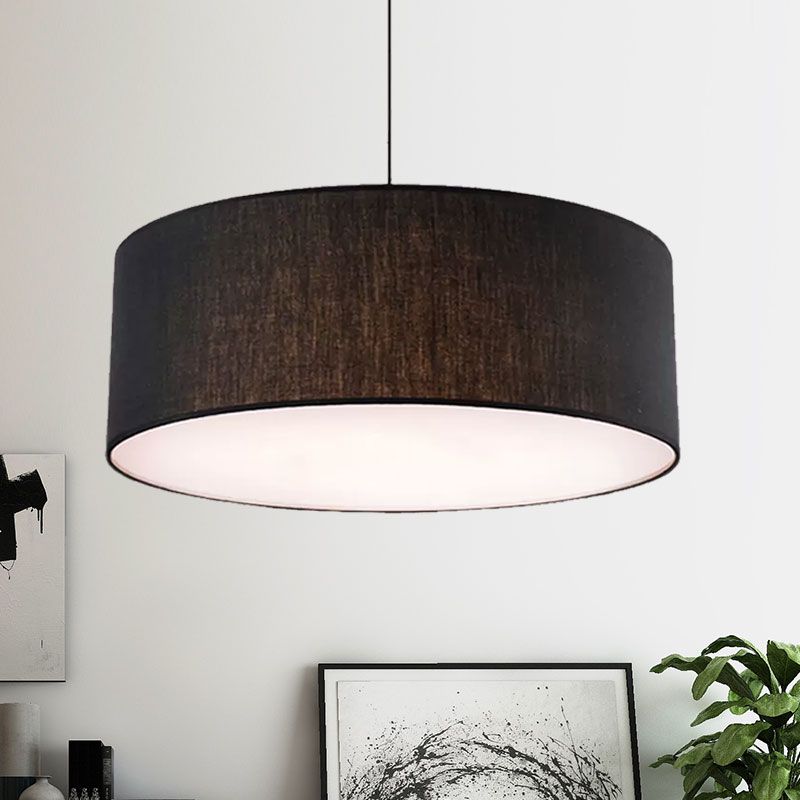 Ritta Modern Fabric Drum Pendant Light Metal Fabric Farmhouse