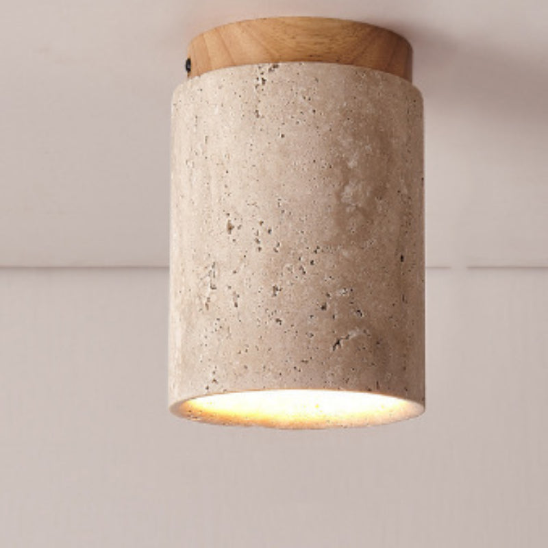 Arisha Retro Stone Wood Flush Mount Ceiling Light Hallway