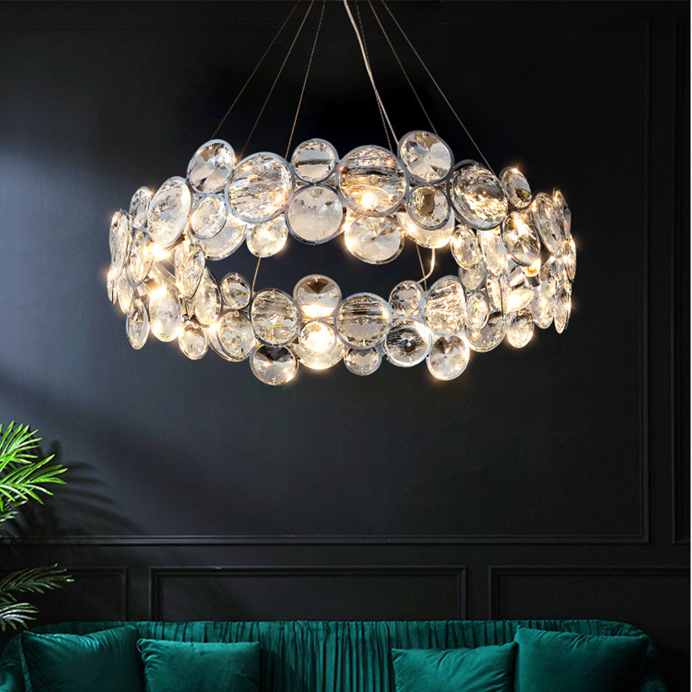 Kristy Modern LED Round Chandelier Crystal Living Room - Letslighting