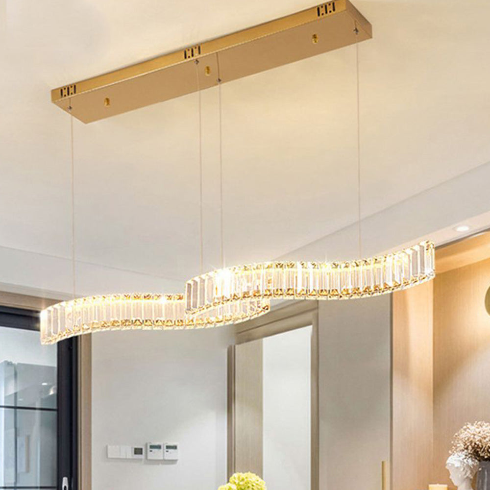 Kristy Luxury Wave Crystal Metal Pendant Light