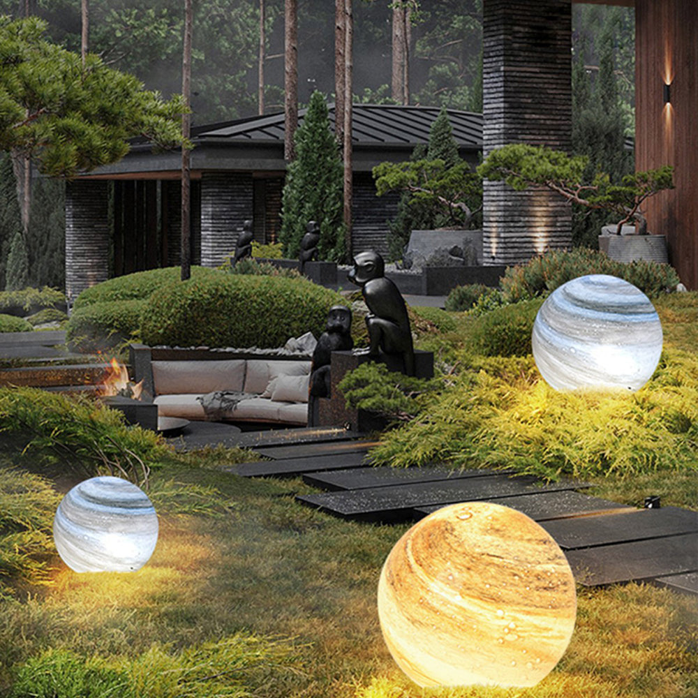 Aria Decorative Solar Acrylic Planet Outdoor Ground Light Milk Curry