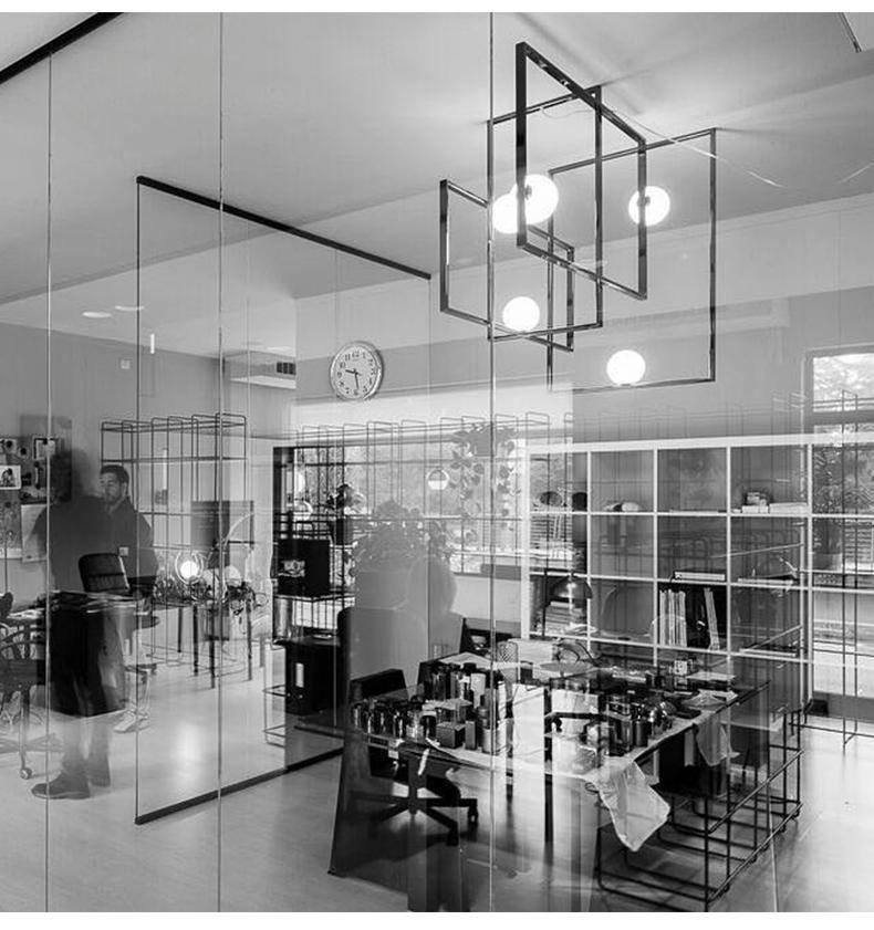 Lustra Chandelier Mondrian Glass Brass Geometric Modern - Letslighting