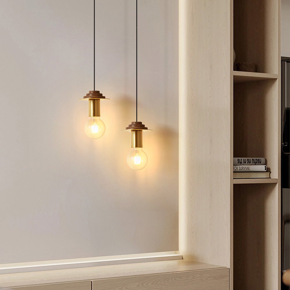 Valentina Modern Simple Pendant Light Copper Walnut Bedroom Dining Room - Letslighting