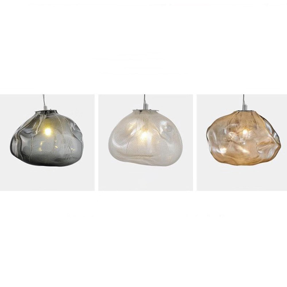 Avi Minimalist Spherical Metal/Glass Pendant Light, 3 Color