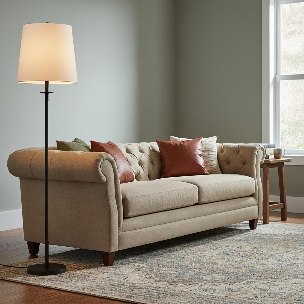 Lodge Brass Linen Floor Lamp