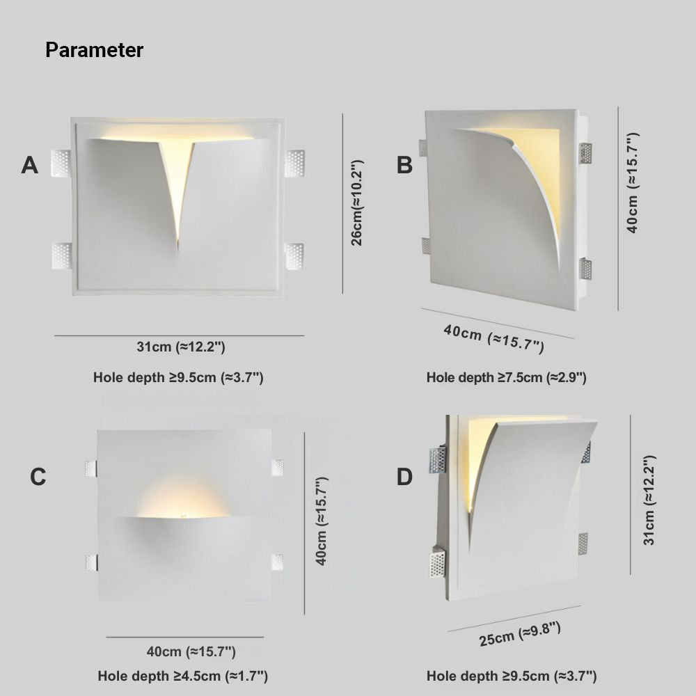 Aria Modern Recessed Metal Plaster LED Wall Lamp - Letslighting