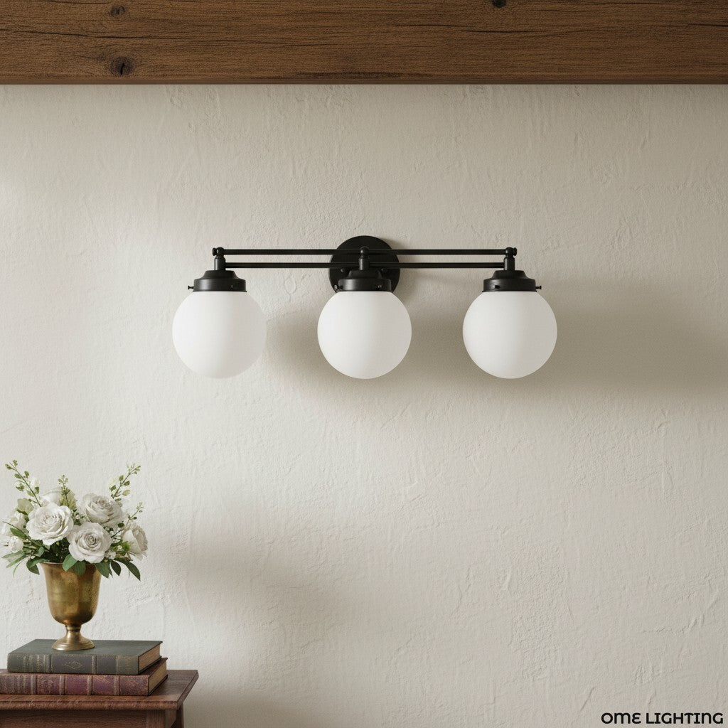 Pearl Wall Sconce Milk Glass Antique Brass for Bedroom