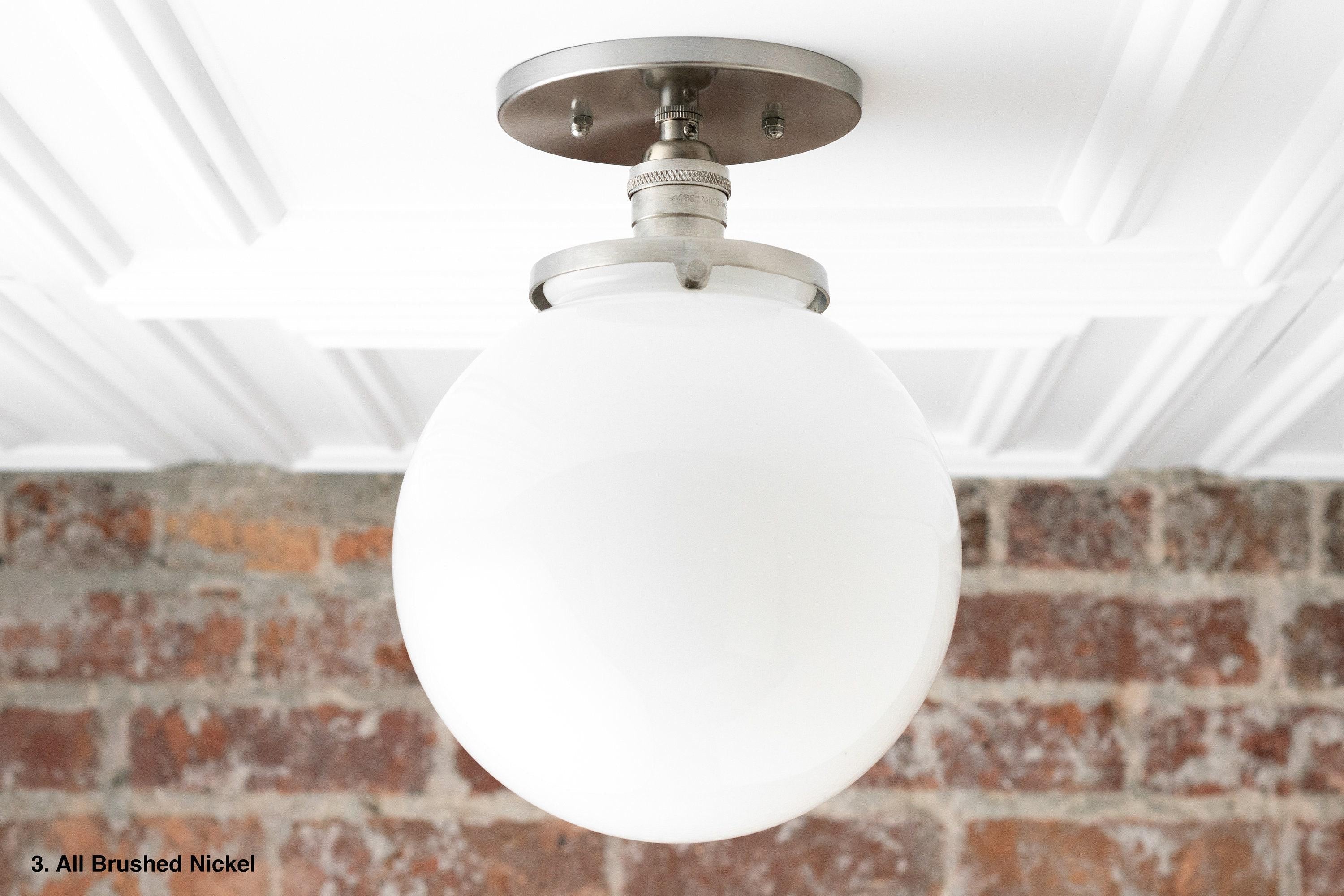 Pearl Glass Mid Century Flush Ceiling Light