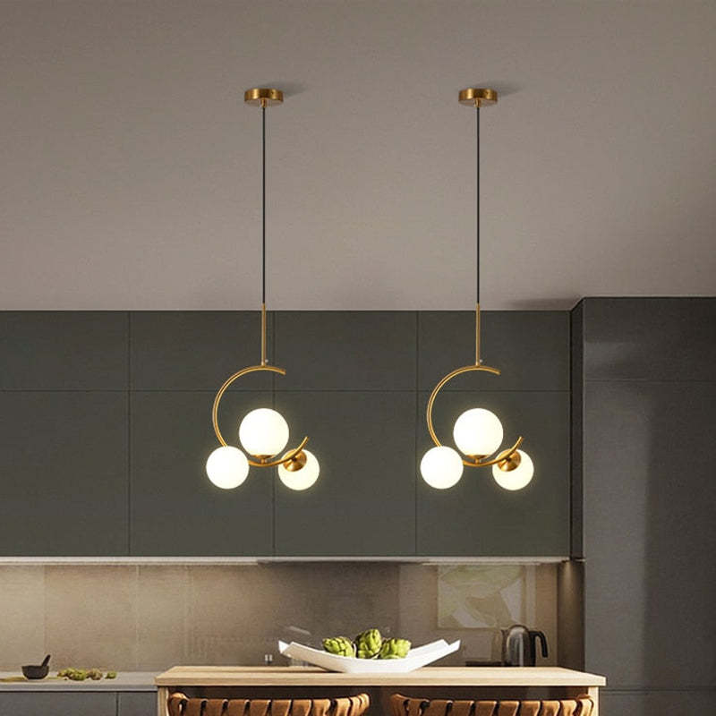 Valentina Modern Glass Globe Pendant Light, Metal & Glass, 3 Style