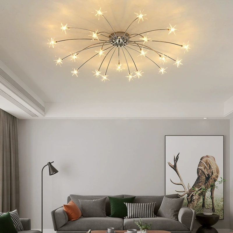 Arisha Art Deco Starry Metal Glass Flush Mount Ceiling Light - Letslighting