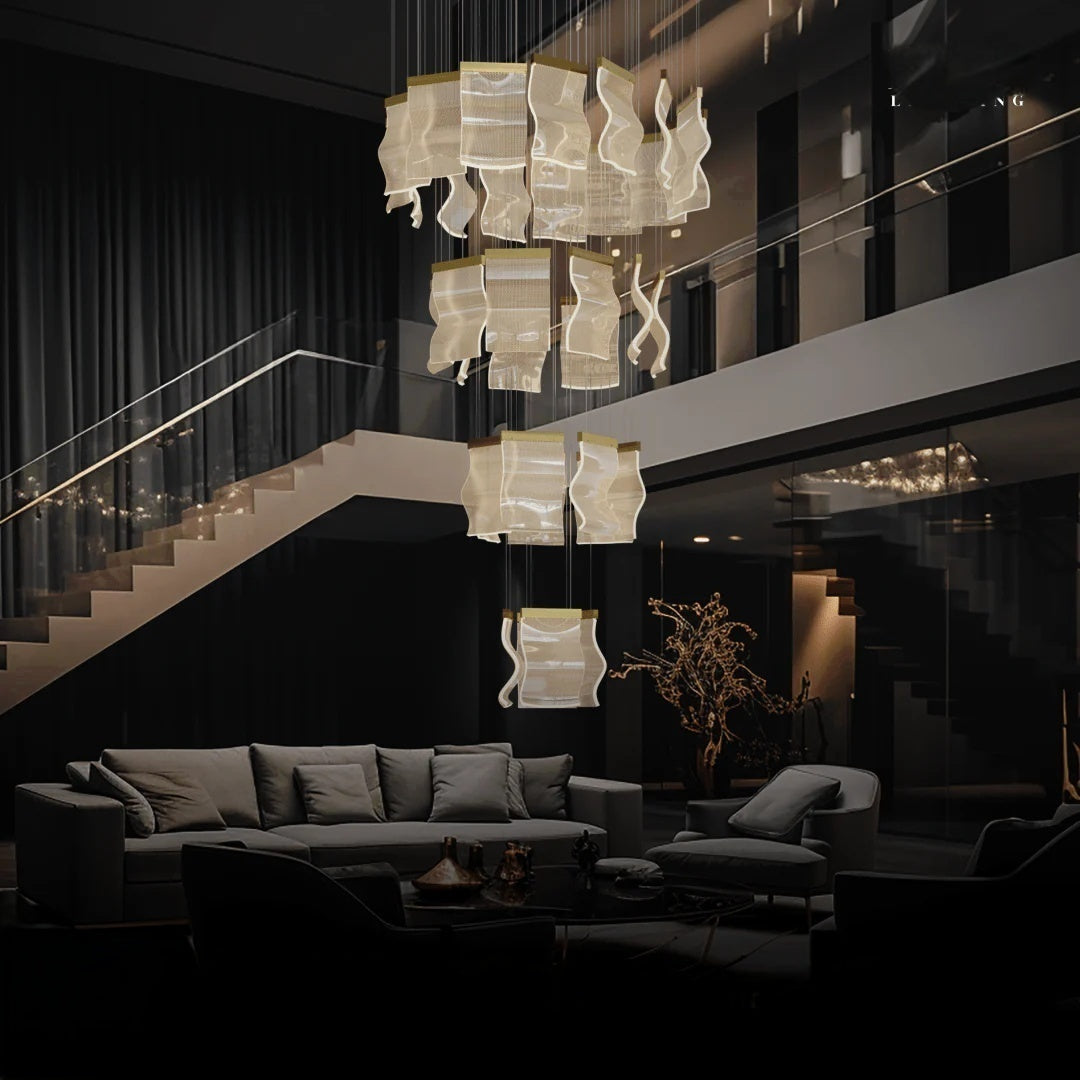 Kristy Industrial Chandelier Acrylic Metal Bedroom Living Room