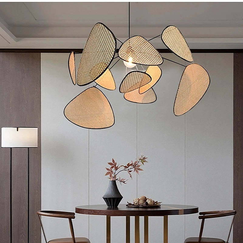 Ritta Pendant Light Leaf Grid, Rattan/, Bedroom - Letslighting