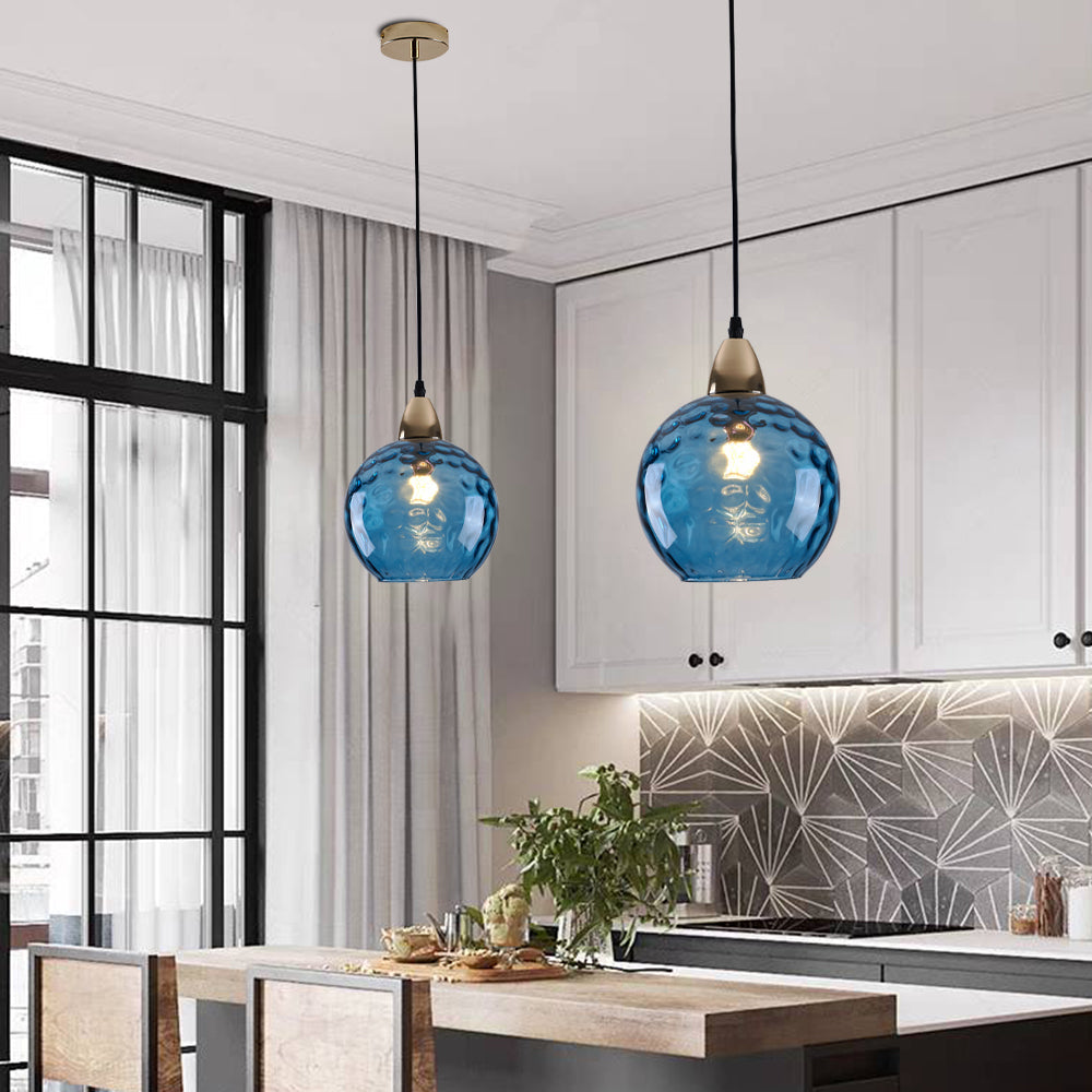 Valentina Colorful Glass Ball Pendant Light Water Ripple Living Room