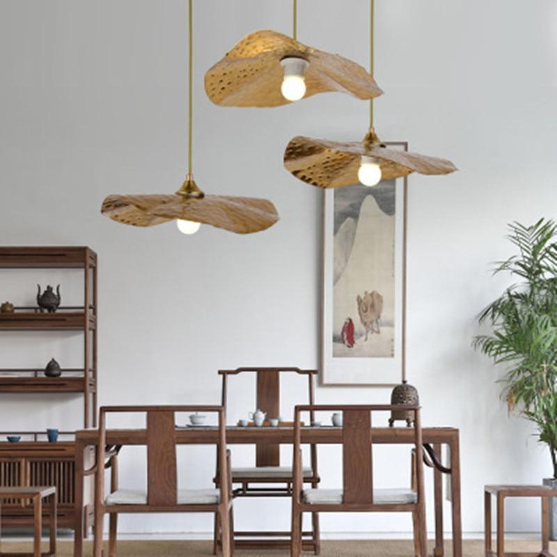 Carins Natural Lotus Leaf Metal Pendant Light