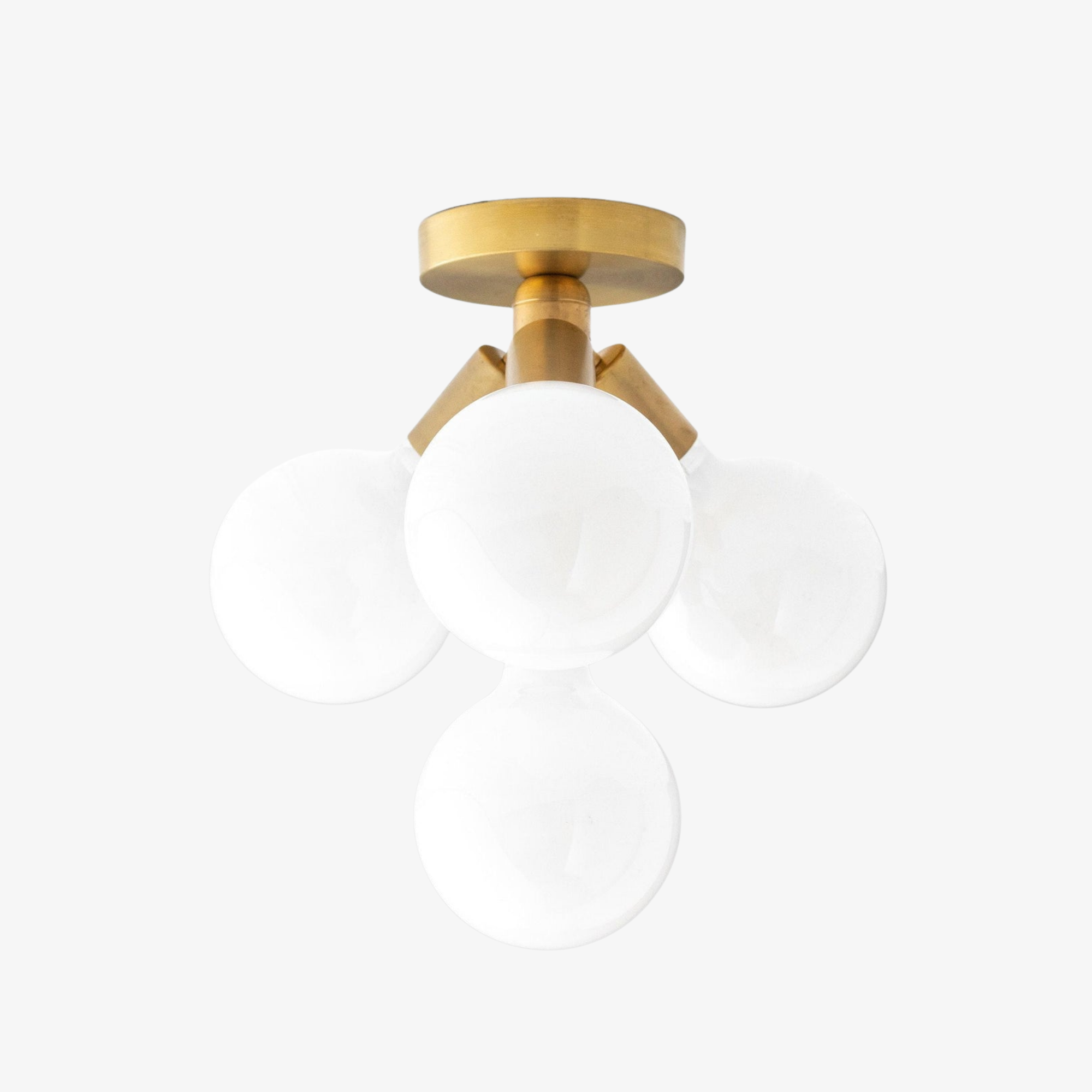 Pearl Opal White Brass Flush Mount Light Living Room