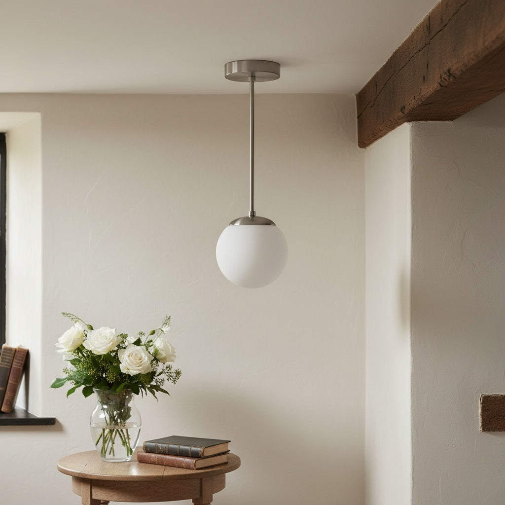 Pearl Glass White Globe Pendant Light Kitchen