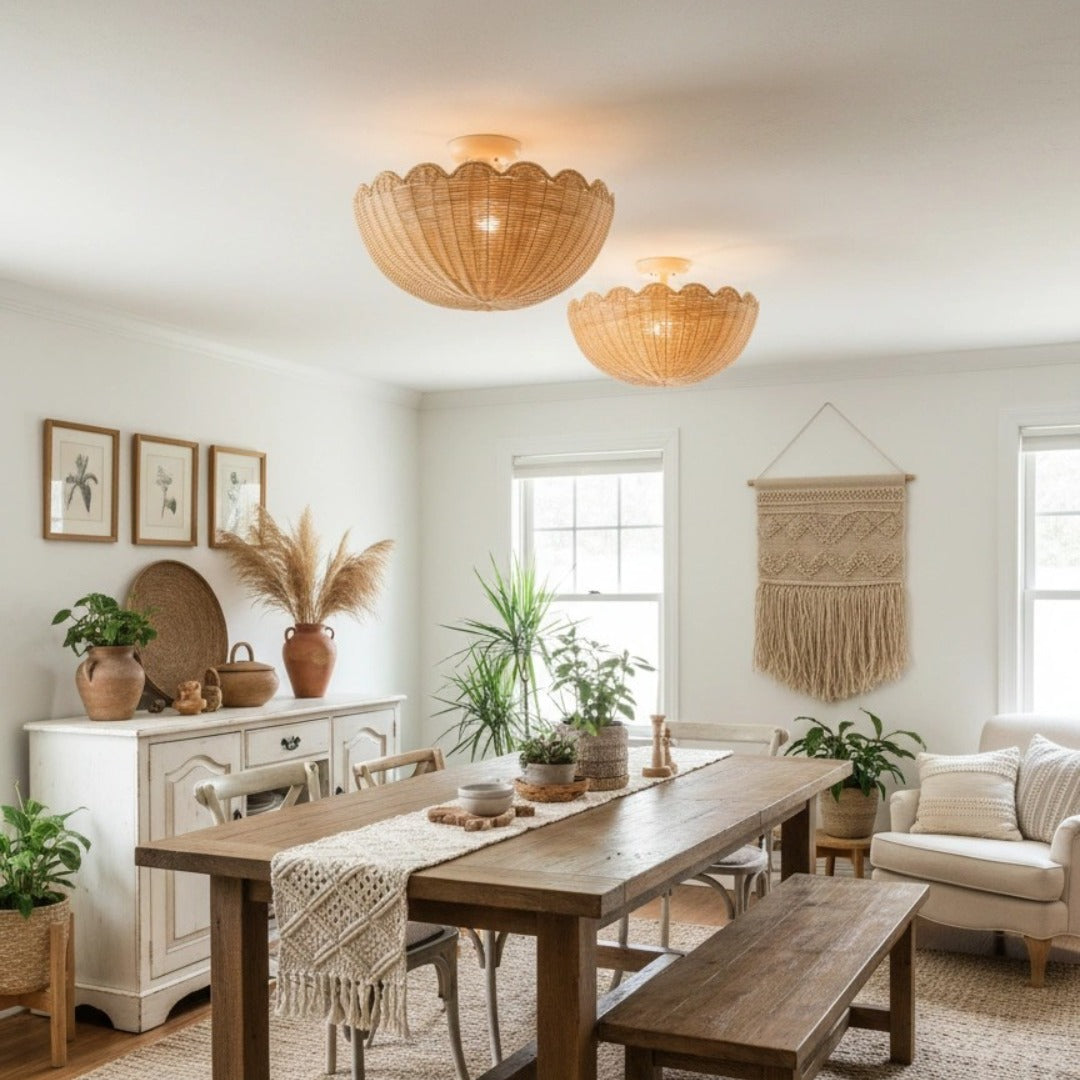 Fungi Celling Light Rattan&Metal