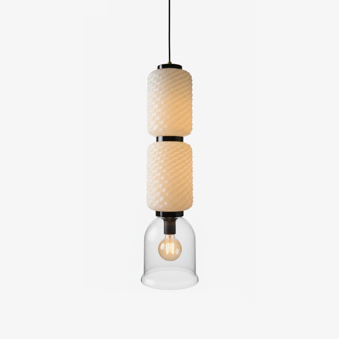 Textured Modern Metal & Glass Pendant Light