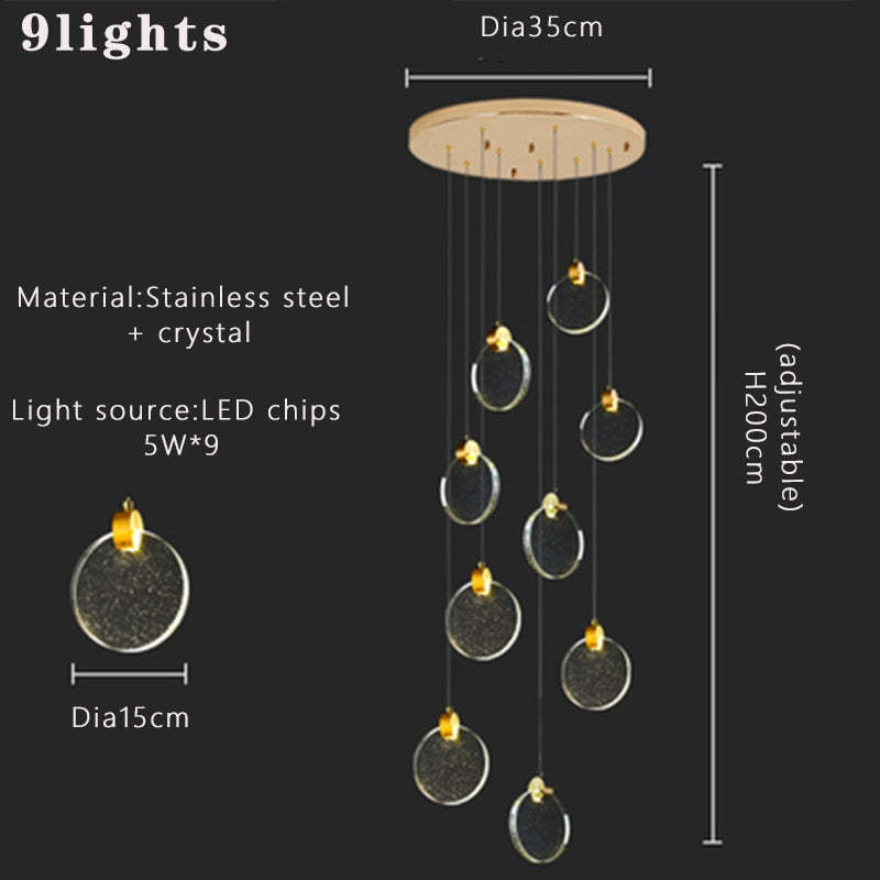 Kristy Minimalist Round Metal Crystal Chandelier