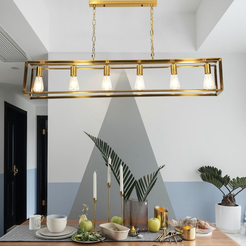 Epoch Rectangle Pendant Light Brass & 5/6 Heads - Letslighting
