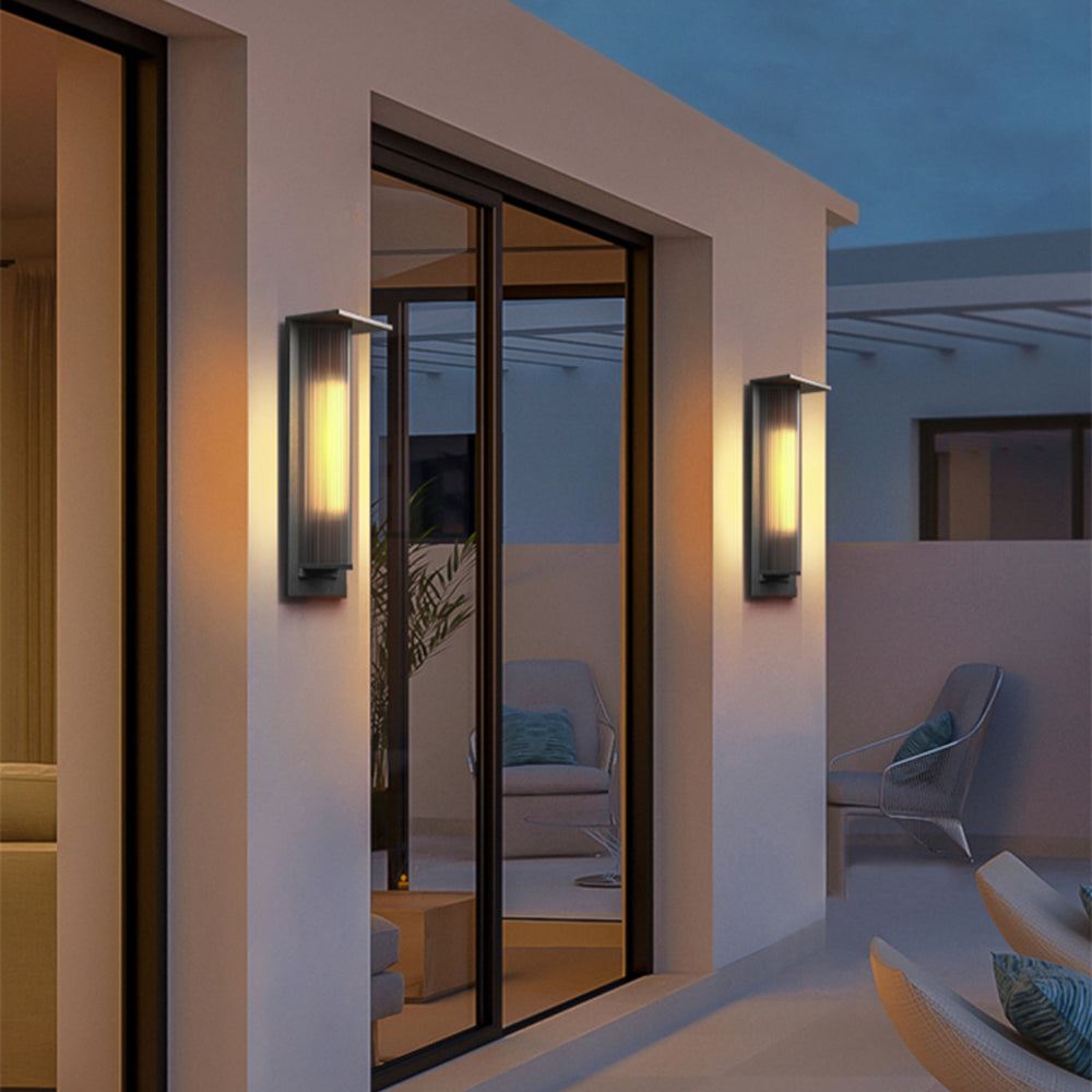 Ray Modern Rectangular Acrylic Outdoor Wall Lamp Transparent