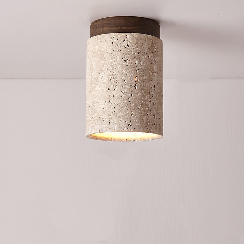 Arisha Retro Stone Wood Flush Mount Ceiling Light Hallway