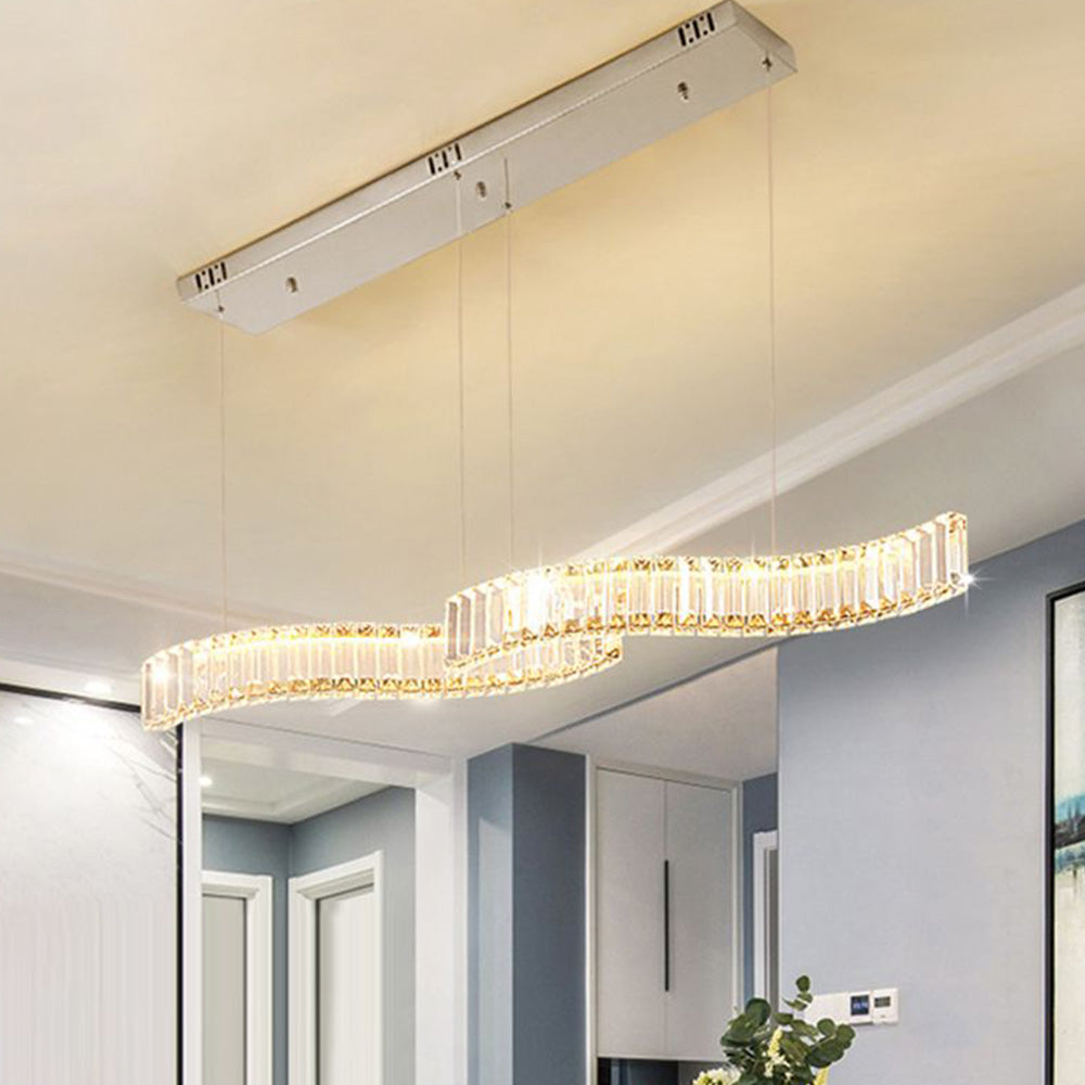 Kristy Luxury Wave Crystal Metal Pendant Light