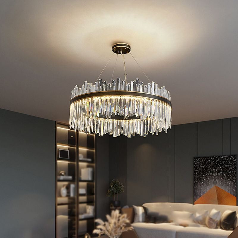 Kristy Modern Crystal Ring Chandelier, Stainless Steel & Crystal - Letslighting