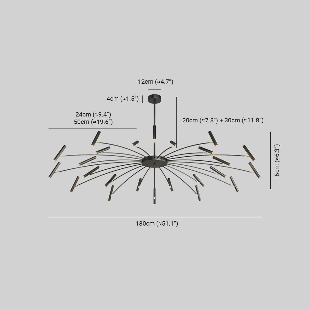 Arisha Modern Blown Linear Metal Chandelier