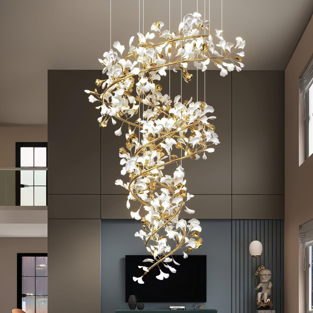 Olivia Modern Staircase Chandelier Metal & Ceramic
