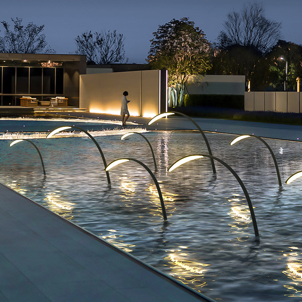 Ray Minimalist Arc Acrylic Metal Ground Lamp Pool