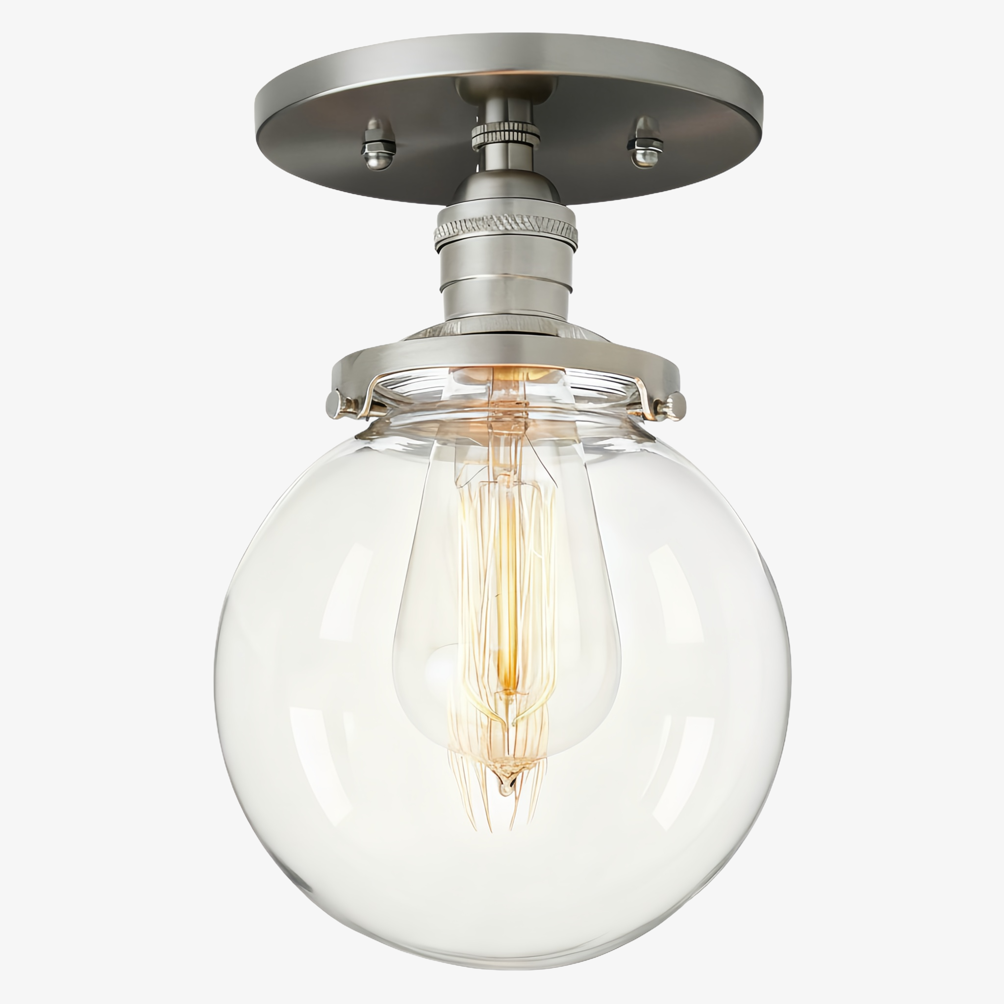 Pearl Clear Glass Retro Globe Ceiling Light Bedroom