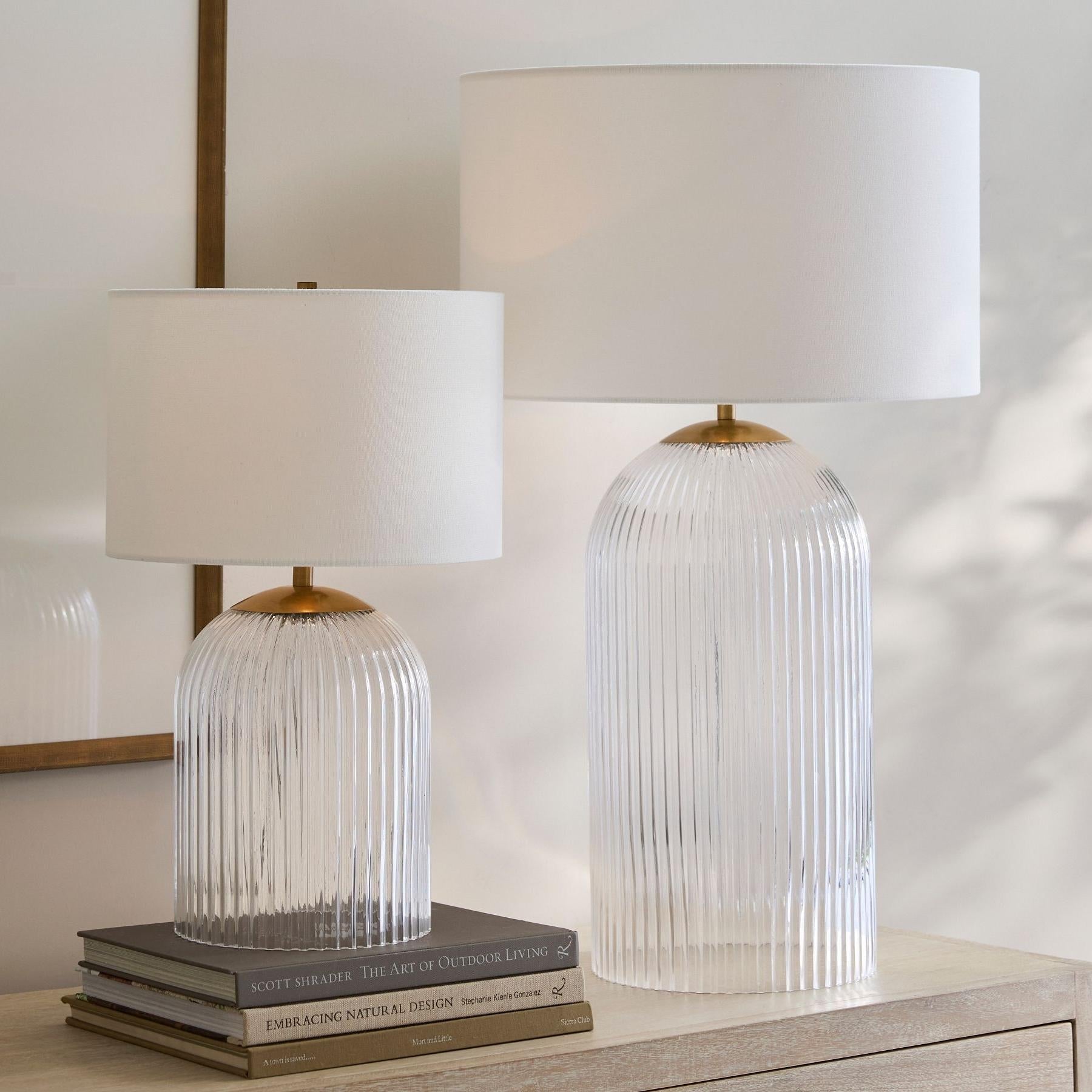 Haze Glass Table Lamp with Linen for Living Rooms