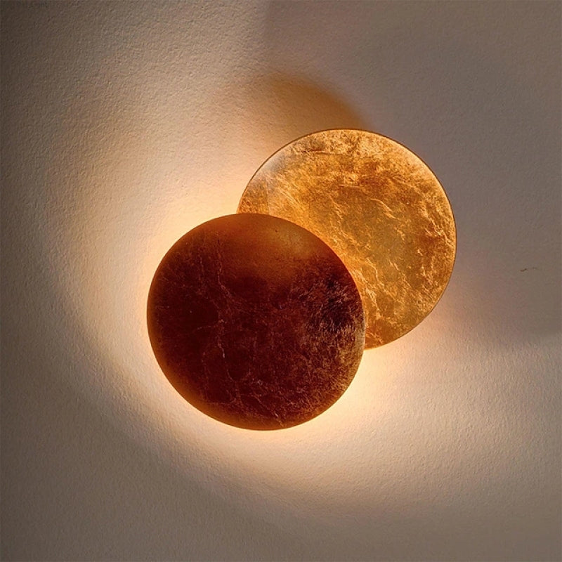 Aria Modern Minimalist Round Moon LED Indoor Wall Lamp Metal Bedroom Living Room