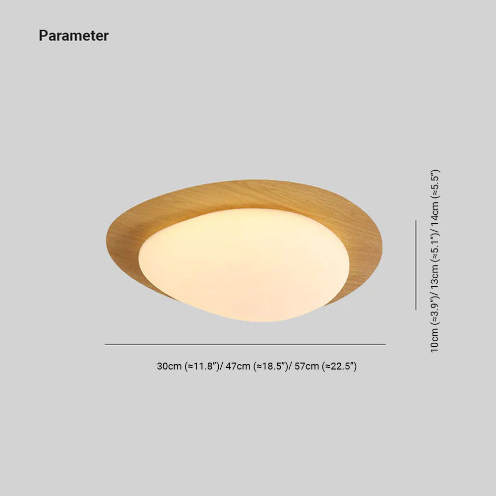 Arisha Flush Mount Ceiling Light Modern, Metal, Walnut/Natural