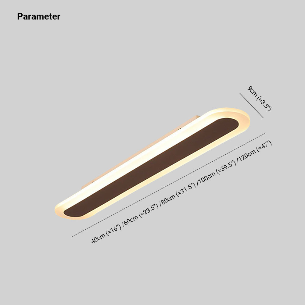 Arisha Minimalist Oval Linear Metal Acrylic Flush Mount Ceiling Light
