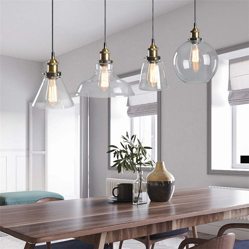 Arisha Industrial /Glass Pendant Light Dining Room - Letslighting