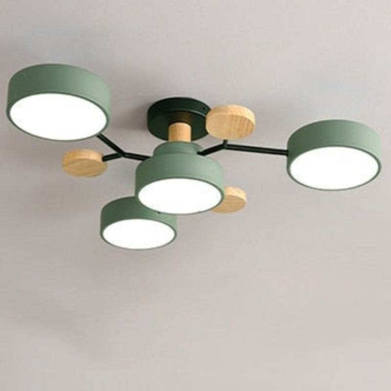 Arisha Geometric Flush Mount Ceiling Light Acrylic/Wood Living Room - Letslighting