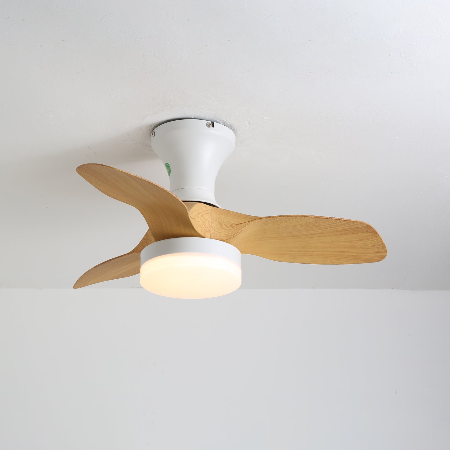 Nora Minimalist White Wood Ceiling Fan Light - Letslighting