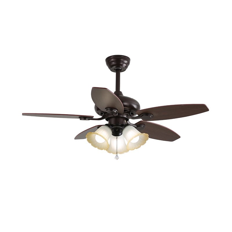 Lily Vintage Wood Ceiling Fan Light