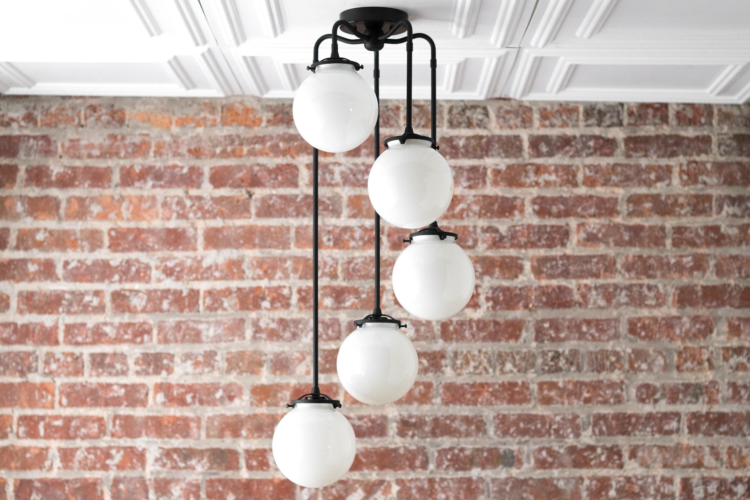 Pearl Glass Brass Chandelier