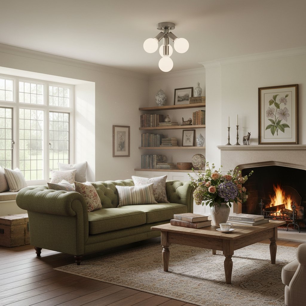Pearl Opal White Brass Flush Mount Light Living Room