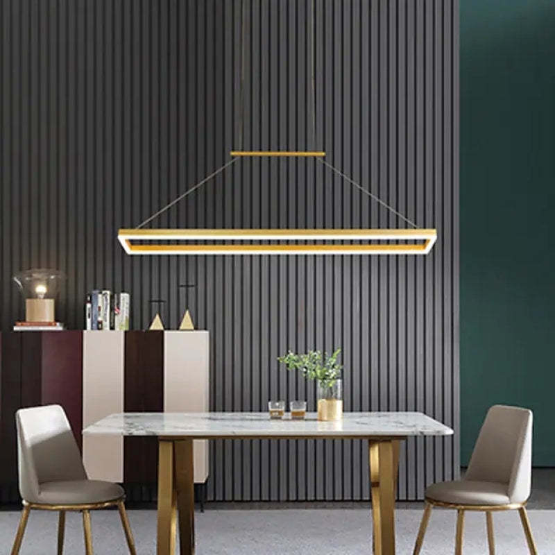 Arisha Modern Rectangular Pendant Light Coffee Dining Room - Letslighting