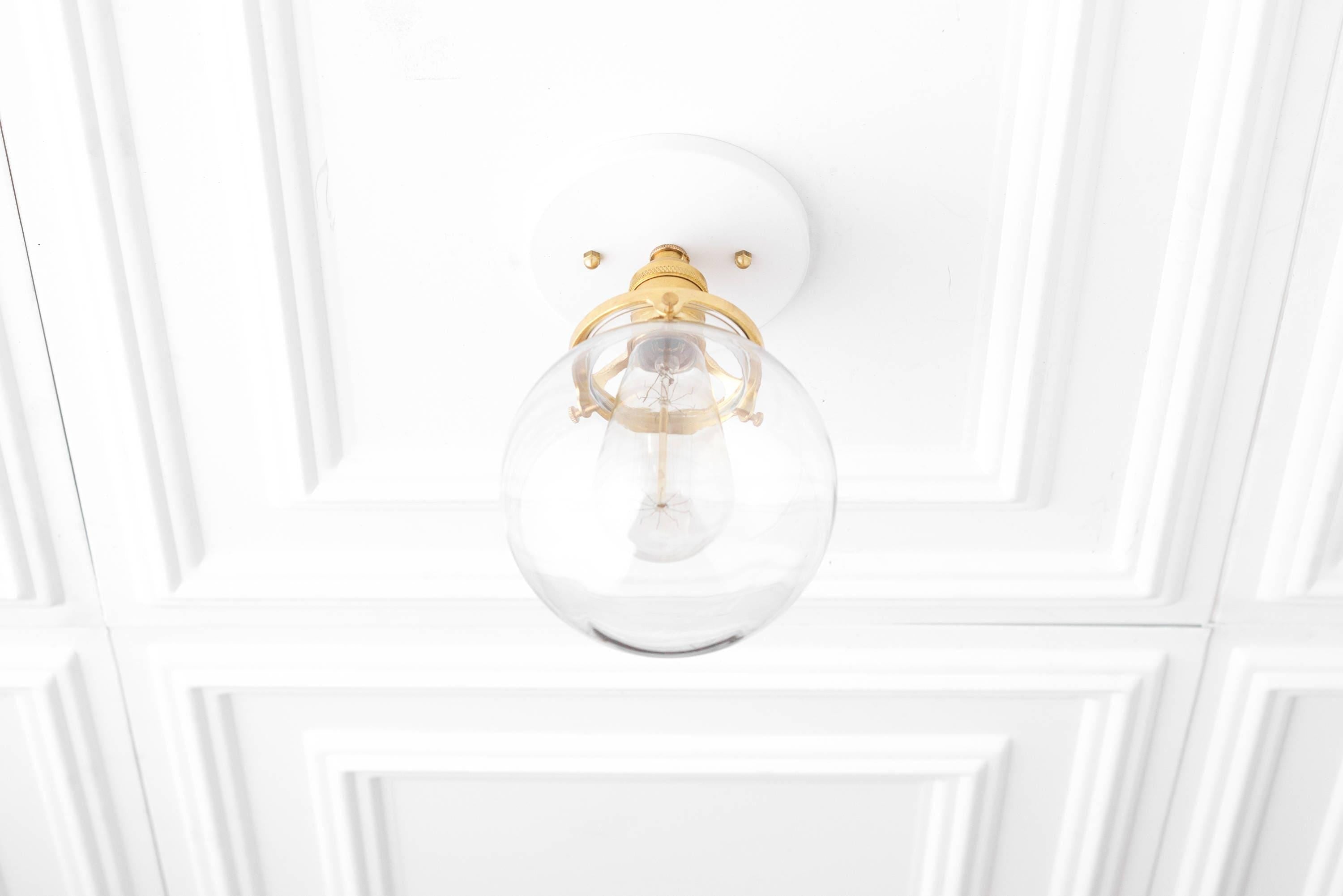 Pearl Clear Glass Retro Globe Ceiling Light Bedroom
