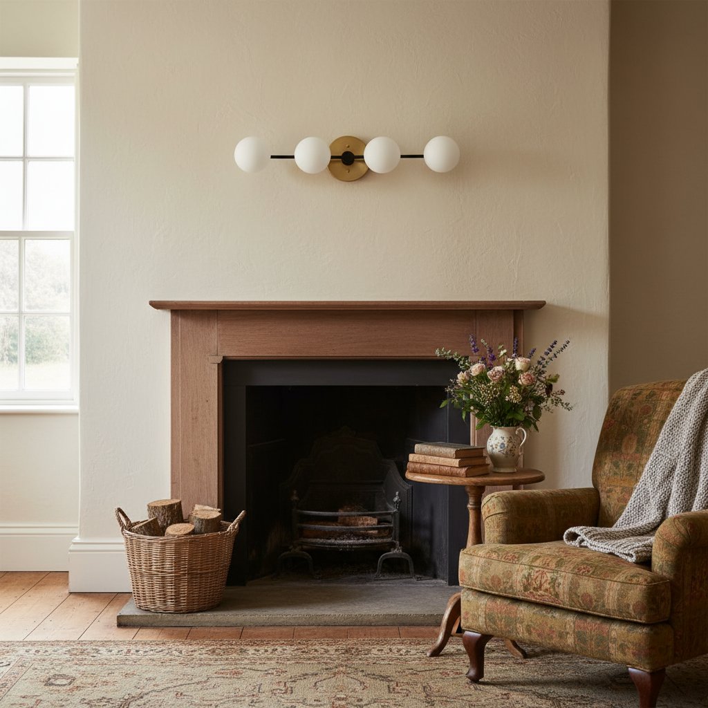 Pearl Brass Milk Glass 4-Light Wall Sconce Bathroom