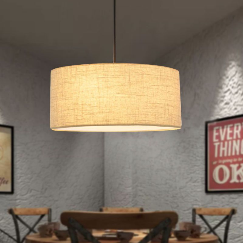 Ritta Modern Fabric Drum Pendant Light Metal Fabric Farmhouse