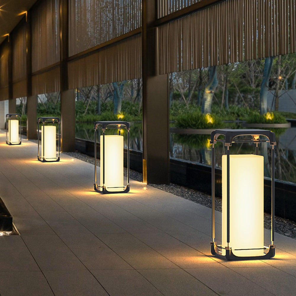 Ray Simple Cube Cuboid Outdoor Floor Lamp Hardwired Solar