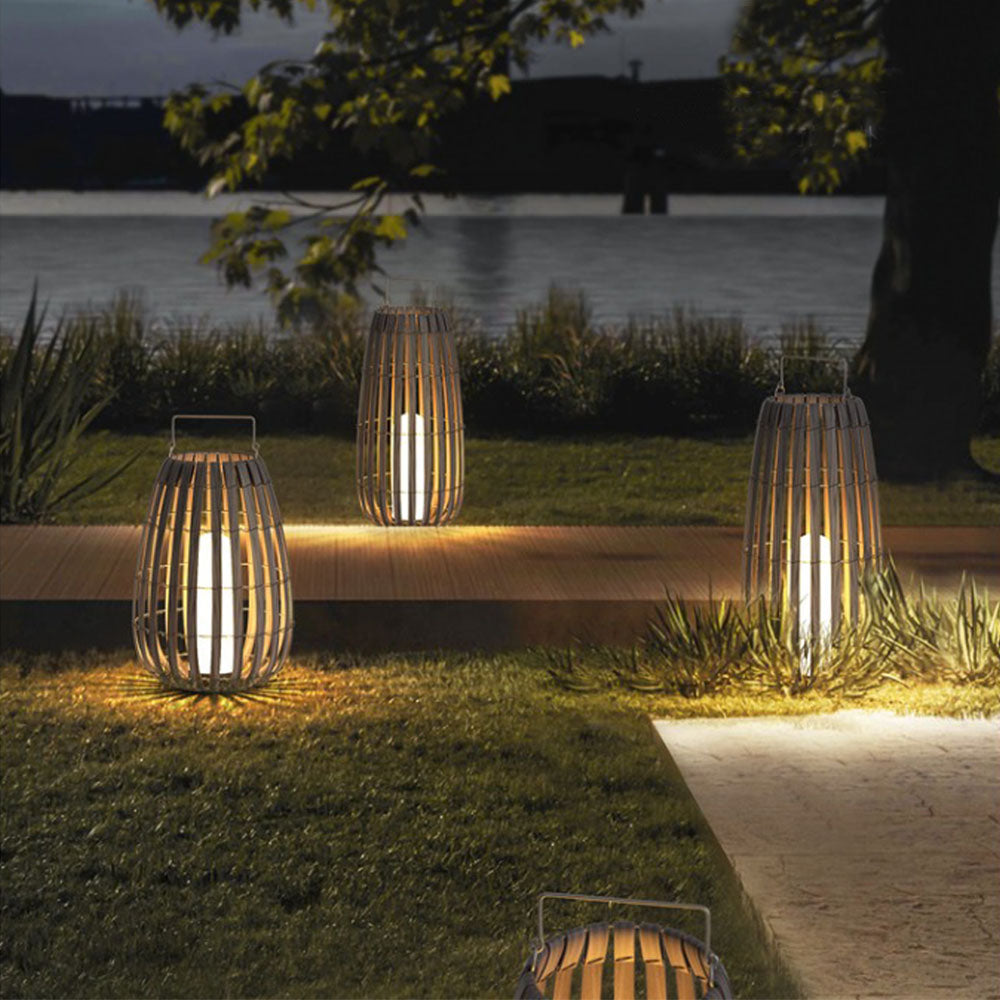 Ray Outdoor Floor Lamp Hardwired Solar Metal Cage