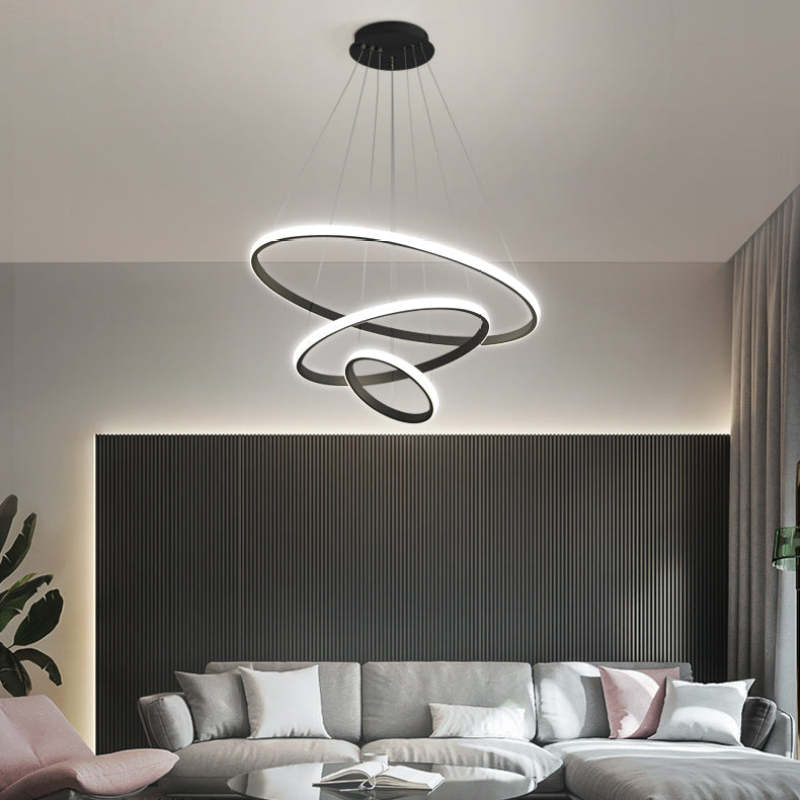 Arisha Modern Ring Metal/Silicon Pendant Light, 2/3/4 Rings