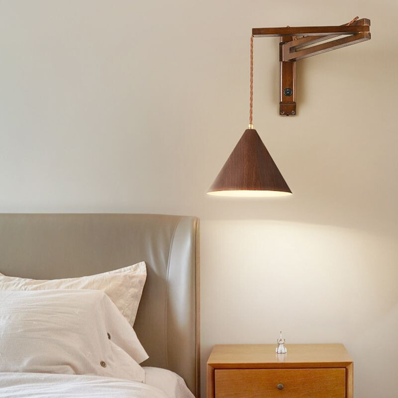 Muto Modern Adjustable Wall Lamp Wood/Metal 2 Color Bedroom